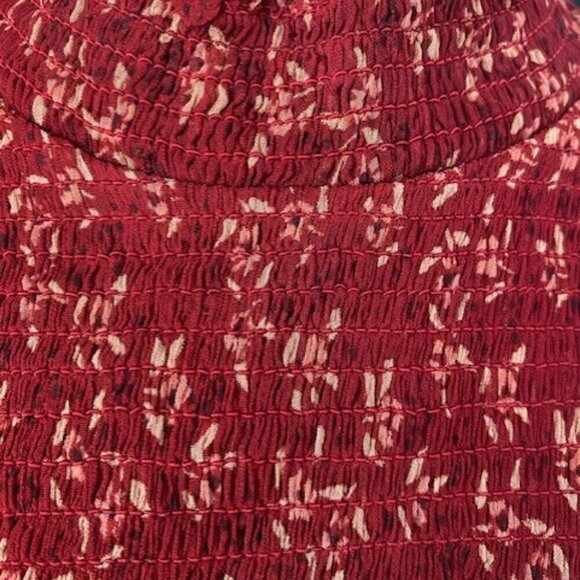 FREE PEOPLE Red Berry Roma Boho Floral Smocked Long Sleeve Blouse XS - Picture 11 of 16